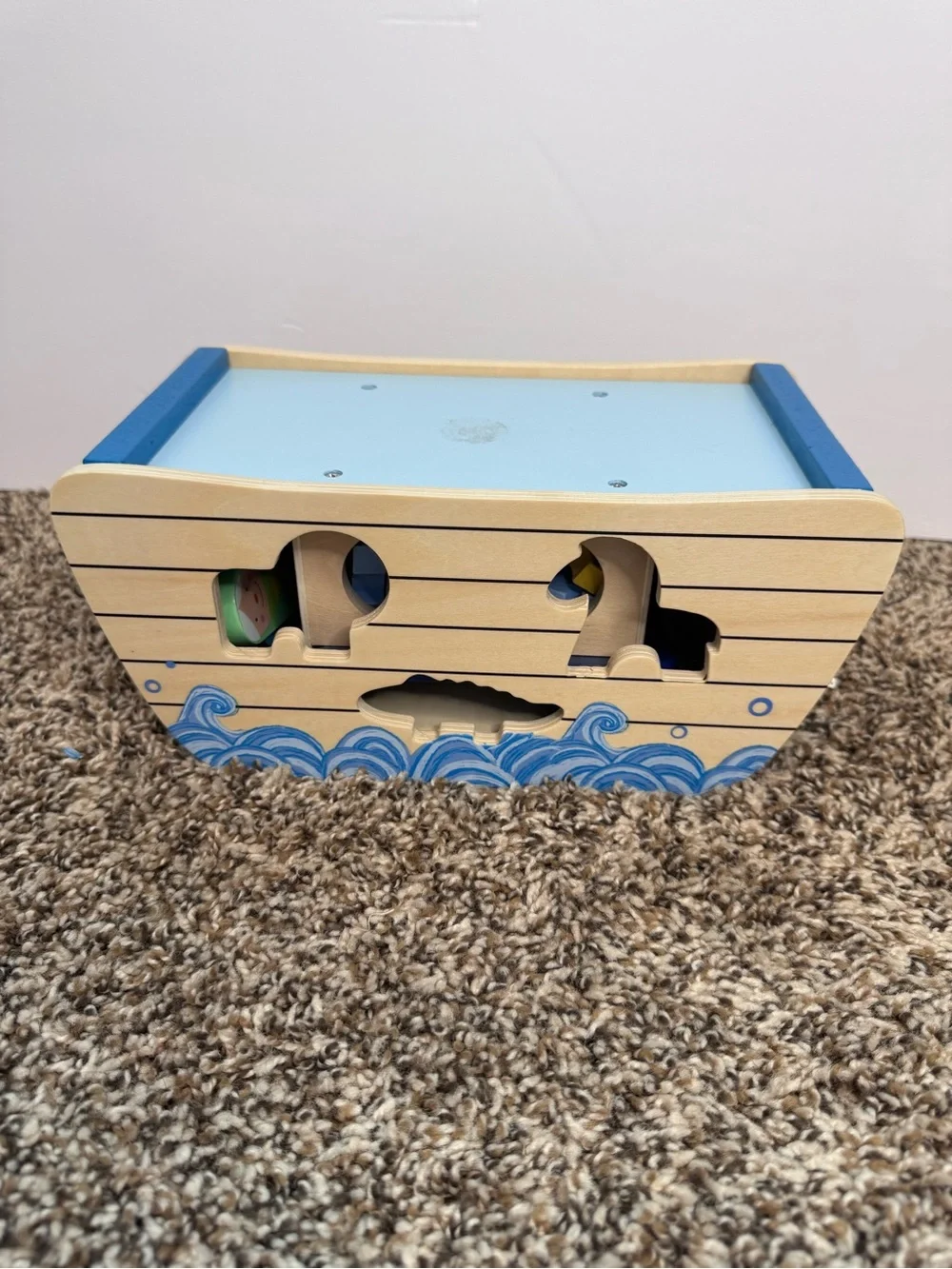 Wooden Noah's Ark Animal Playset - Blue and Natural